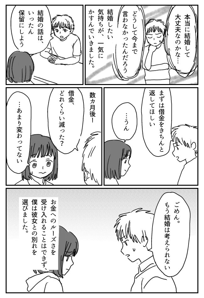 「実は借金があって」結婚を考えていた彼女から突然の告白。「いくら？」と尋ねると…！？
