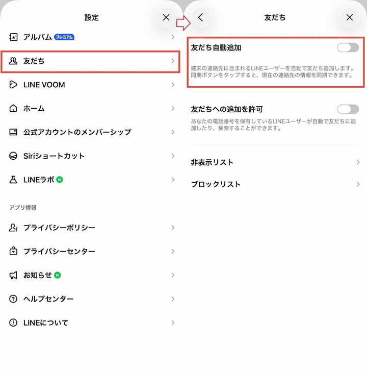 友だち＞友だち自動追加