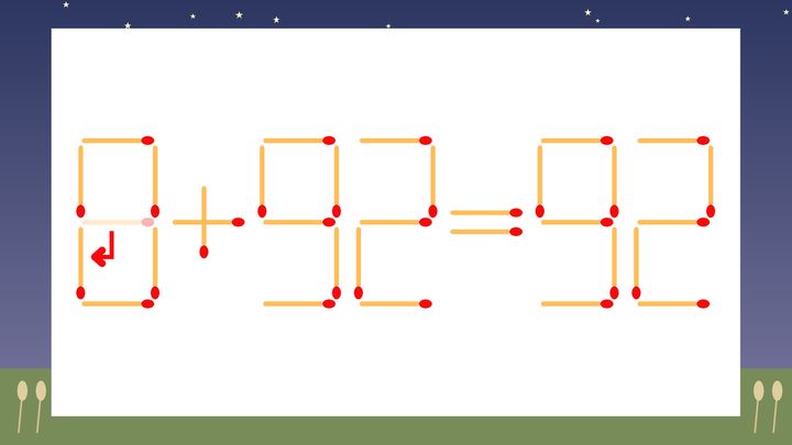【マッチ棒クイズ】1本だけ動かして正しい式に：9+92=92？の解答画像