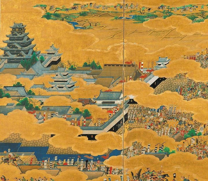 大坂夏の陣図屏風に描かれた大坂城（大阪城天守閣所蔵）