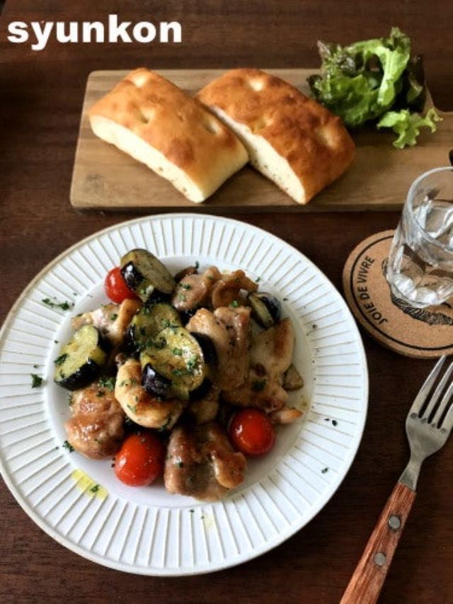 鶏となすのオイルしょうゆ