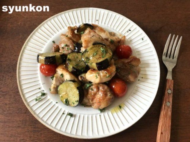 鶏となすのオイルしょうゆ