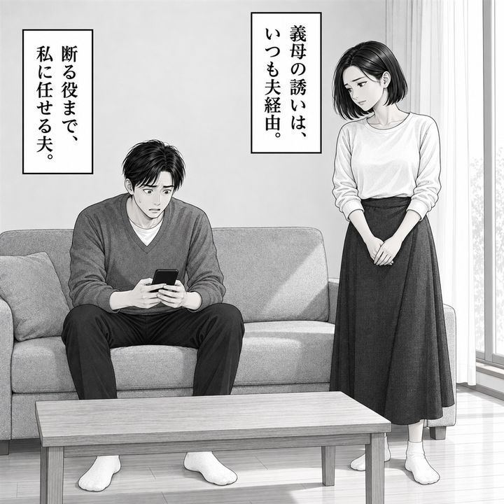 義母からの誘いは、いつも夫を通じて届きます。