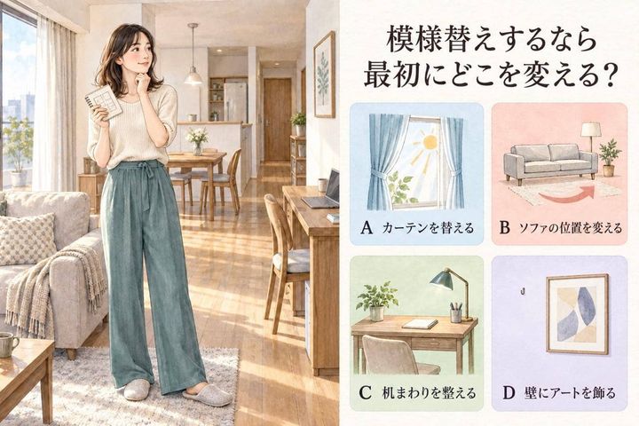 【心理テスト】模様替えするなら最初にどこを変える？今のあなたが“整えたいこと”を診断