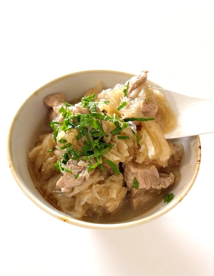 長谷川あかり レシピ 完成！ 豚肉と切り干し大根、はるさめのおろしれんこん煮込み 完成写真