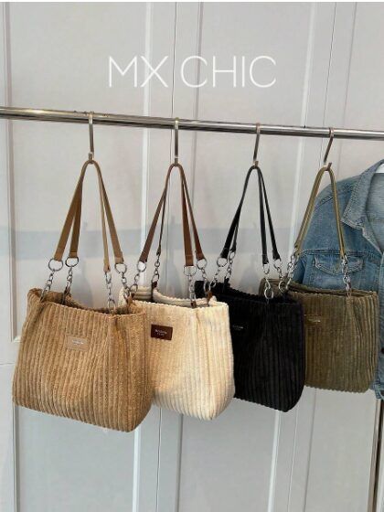 SHEINのコーデュロイ レディース トートバッグ