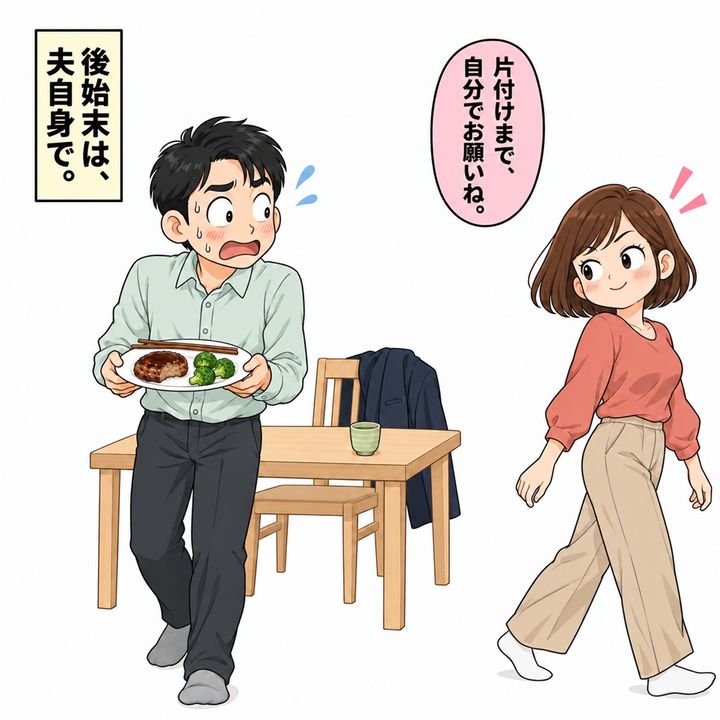 後片付けは夫に任せ、私はその場を離れます。