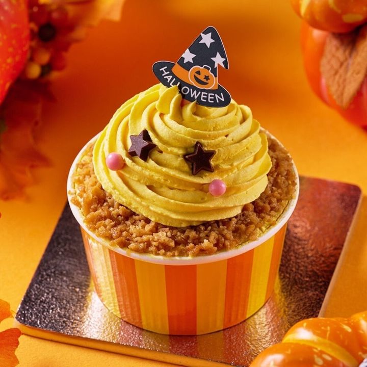 かぼちゃのおばけをイメージしたカップケーキ