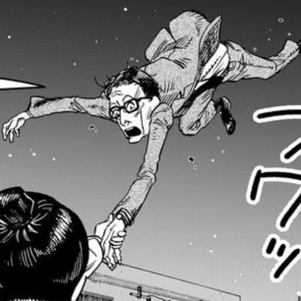 飛ぶ男 画像提供：勝見ふうたろー(@mangaka_tsumi)