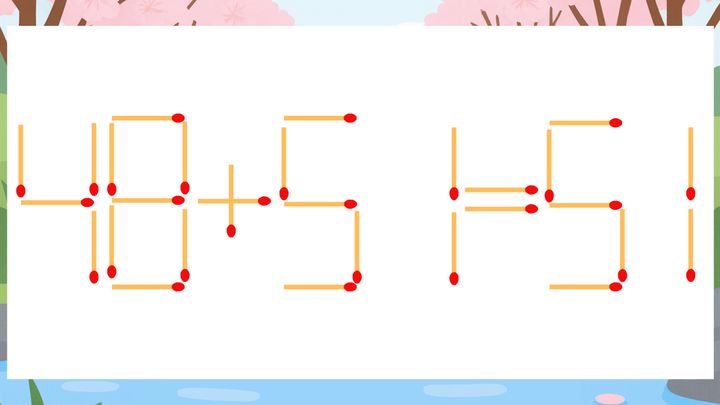 【マッチ棒クイズ】1本だけ動かして正しい式に：48+51=51？の問題画像