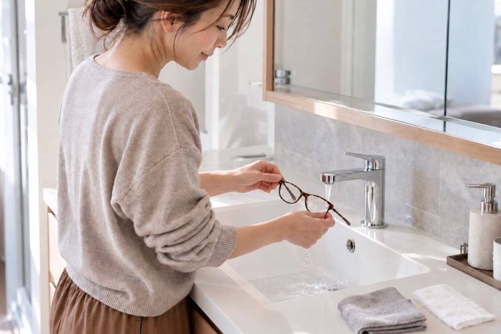 メガネのレンズ、乾いたまま拭いてない？まず“水でほこりを流す”のが基本