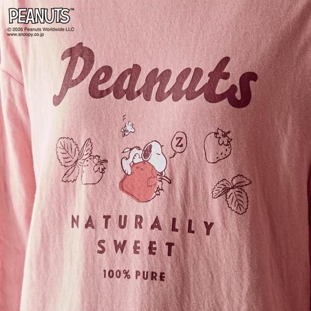 いちごとスヌーピーの「NATURALLY SWEET」デザイン