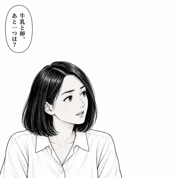 私が買う物を確認すると、夫の親指が止まります。
