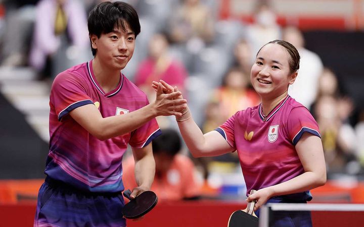 混合ダブルスの篠塚大登、伊藤美誠（C）Getty Images
