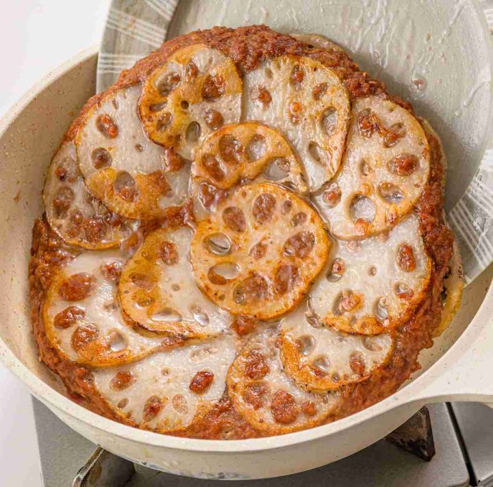 「ワンパン！れんこんはさみ焼き」レシピ