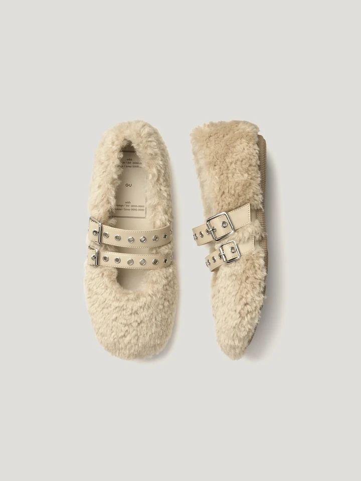 フラッフィーボアメリージェーンシューズ￥2990