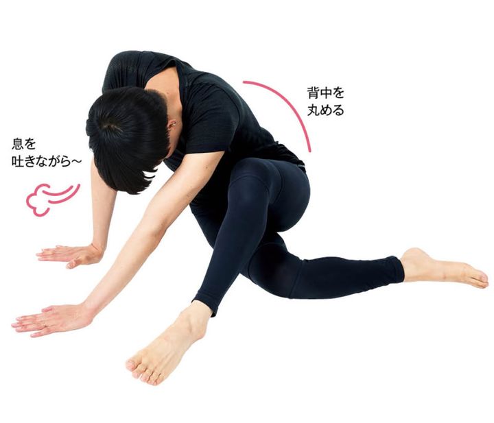 息を吐きながら背中を丸くしていく