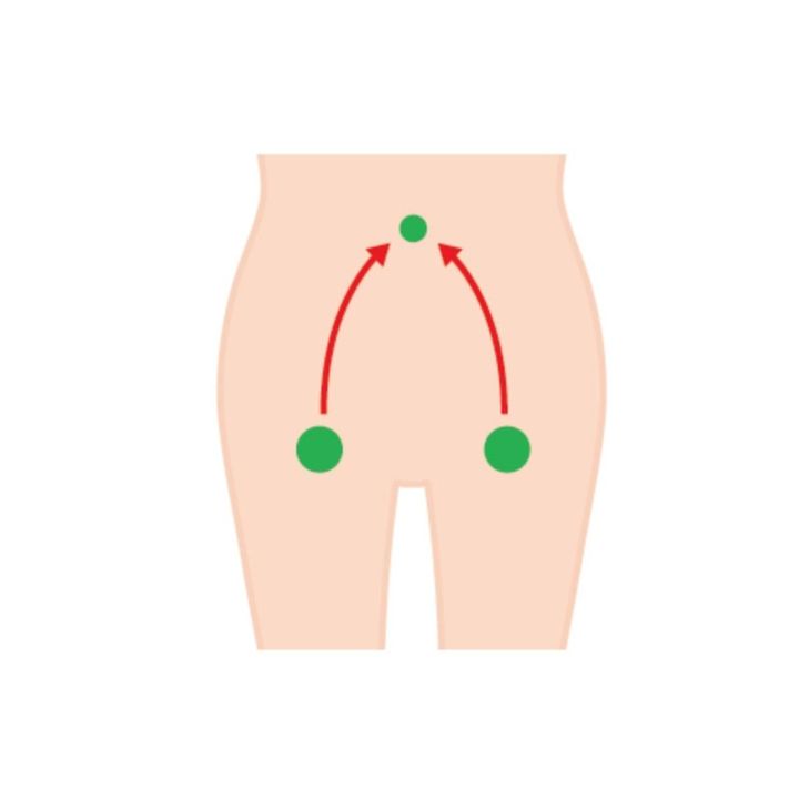 鼠径部から乳び槽へティッシュをすべらせる