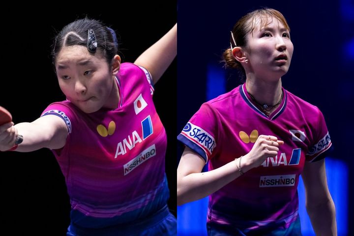 張本美和、早田ひな（C）WTT
