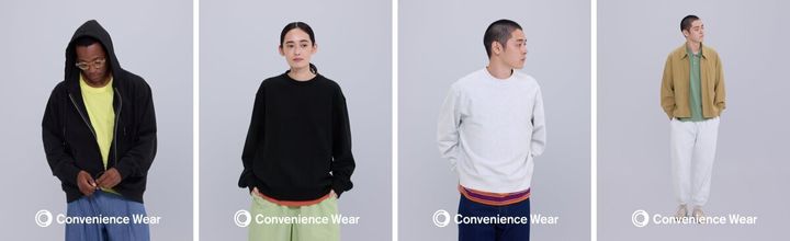 コンビニエンスウェア秋冬新作を着用した男女4人