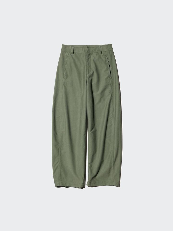 ユニクロ ジャージーバレルレッグパンツ オリーブ