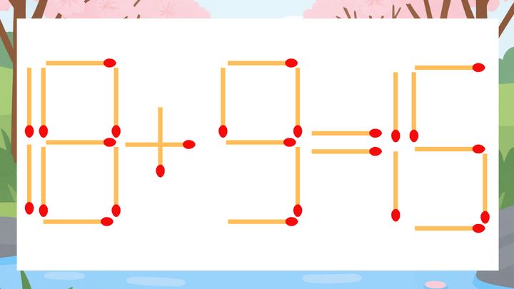 【マッチ棒クイズ】1本だけ動かして正しい式に：18+9=15？の問題画像