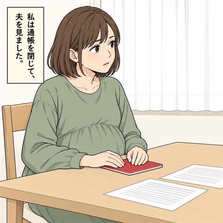 私は通帳を閉じて、夫へ問い返す言葉を選びます。