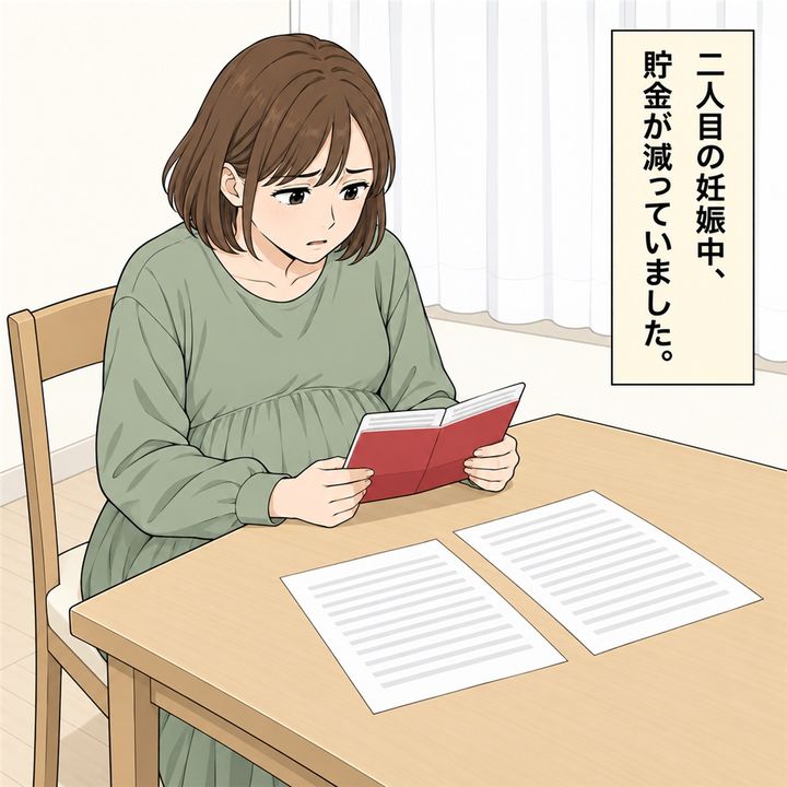 二人目の妊娠中、私は減っていく貯金を確かめます。