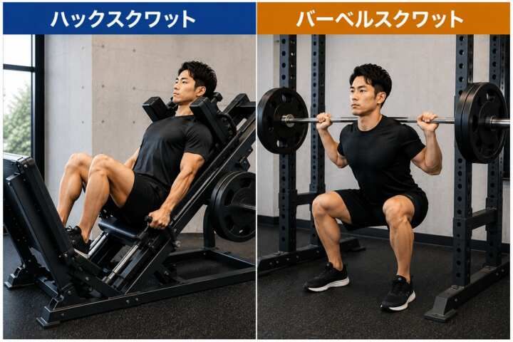 ハックスクワットとバーベルスクワット