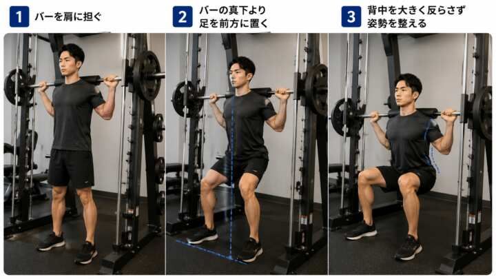 スミスマシンハックスクワットのやり方