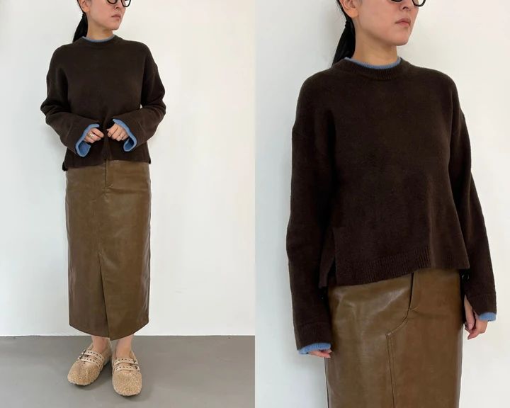 パフィータッチニットカラーコンビネーションセーター￥2990／GU（ジーユー）