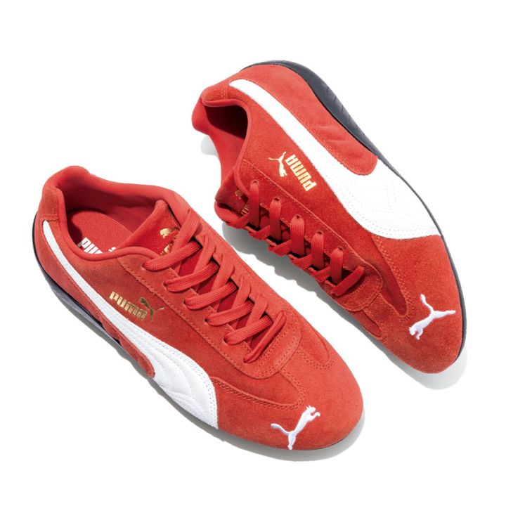 薄底 スニーカー カラー PUMA Speedcat OG【プーマ スピードキャット オージー】 薄底ブームの火付け役。赤×白、プーマキャットの刺しゅうがクリーンな愛らしさを演出。1万5400円（プーマ）