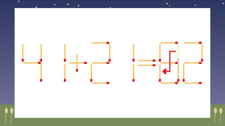 【マッチ棒クイズ】1本だけ動かして正しい式に：41+21=92？の解答画像