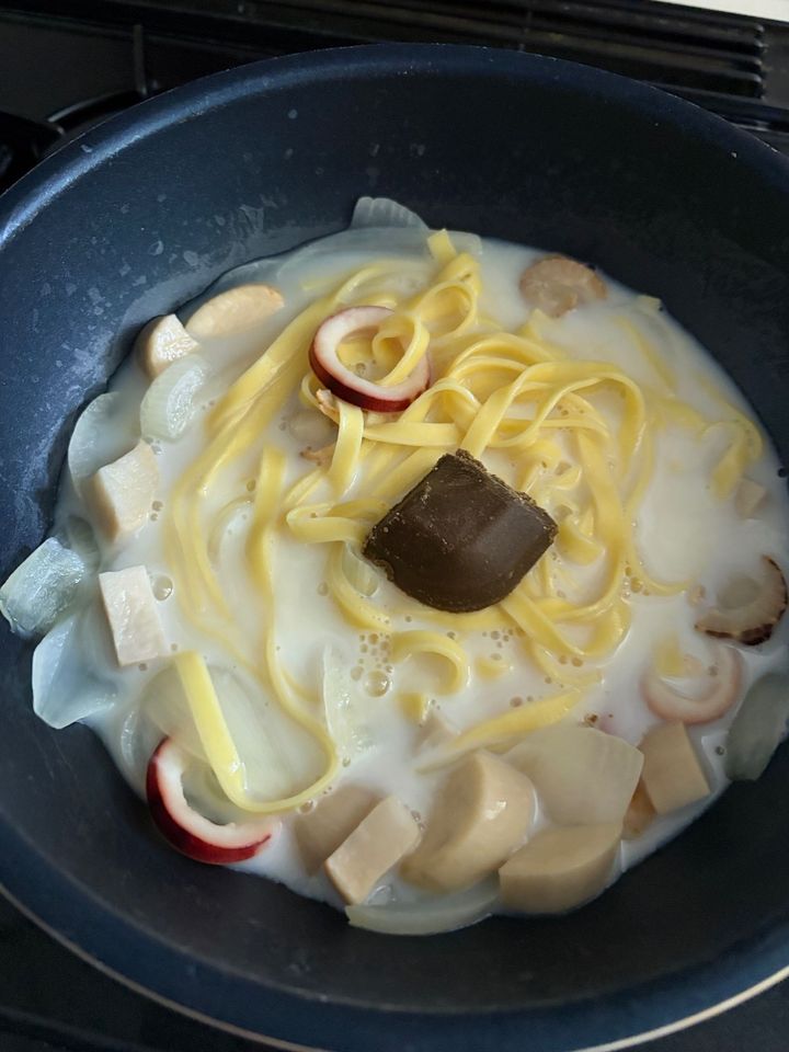 ワンパン「フィットチーネのクリームカレーパスタ」