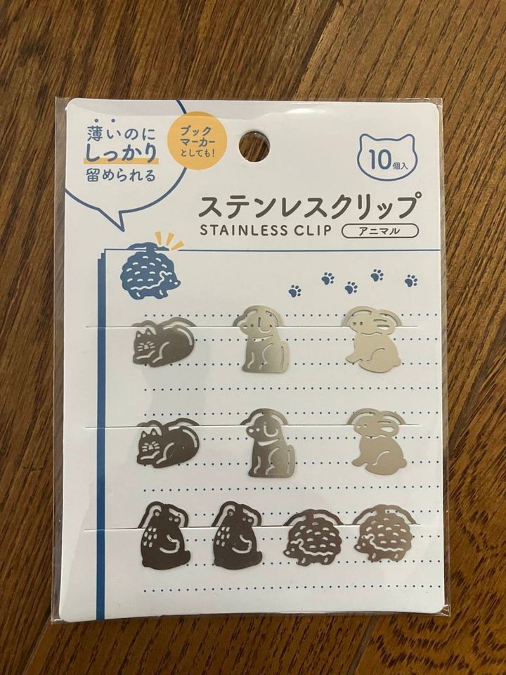 セリア：ステンレスクリップ 10P アニマル