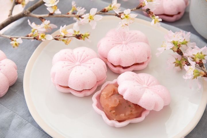 桜の形を模した桜餡の最中