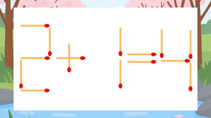 【マッチ棒クイズ】1本だけ動かして正しい式に：2+1=4？の問題画像