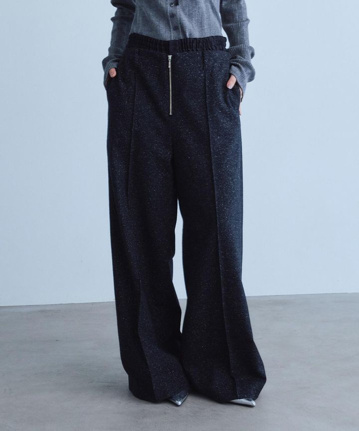 画像: ネップツイードジップワイドパンツ（ブラック）￥22,000 ◾️9月下旬発売予定 出典：コードエー