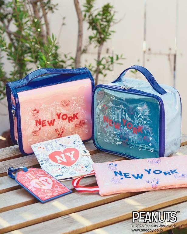 NYのイラストをあしらったMAPTOTEのポーチ類。旅の荷物の仕分けに使える