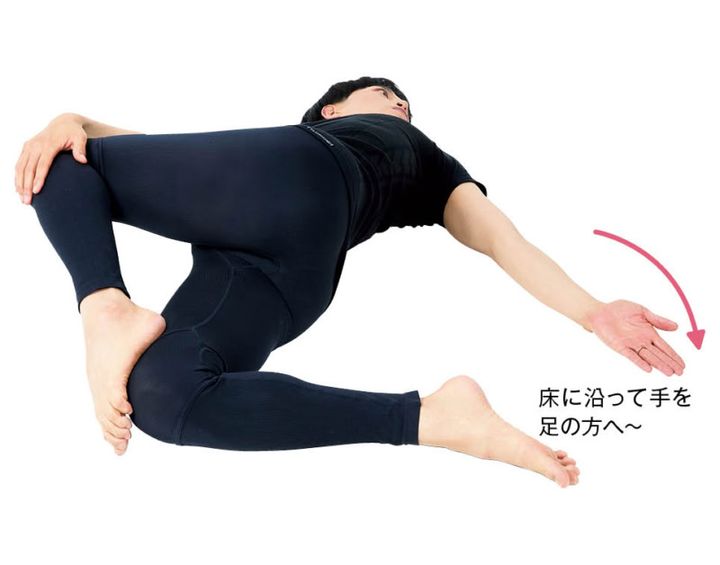 床に沿って手を足の方へ