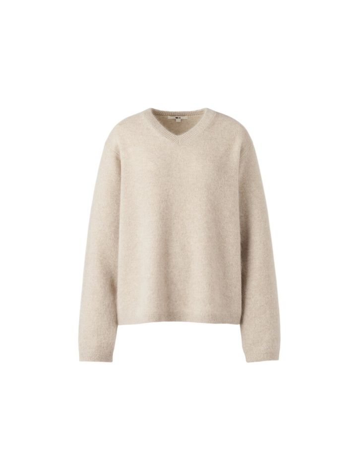 フラッフィカシミヤリラックスVネックセーター ¥12,990