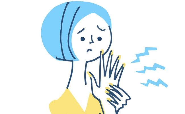 手指が痛む女性のイラスト