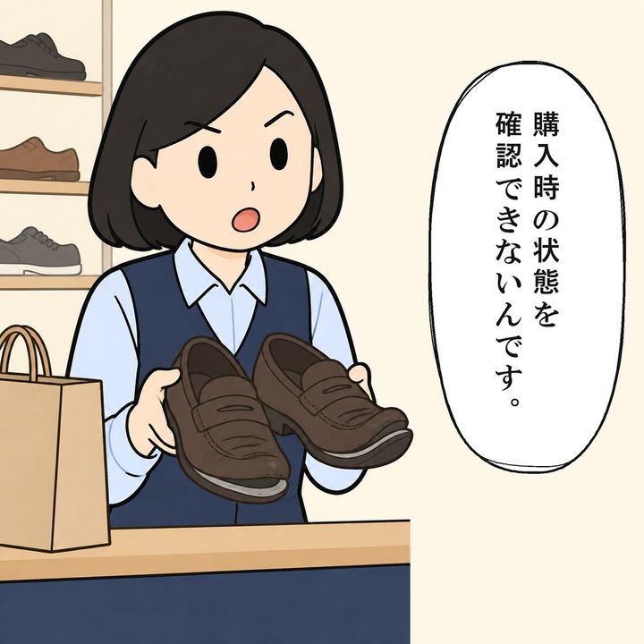 店員は購入時の状態を確認できないと説明します