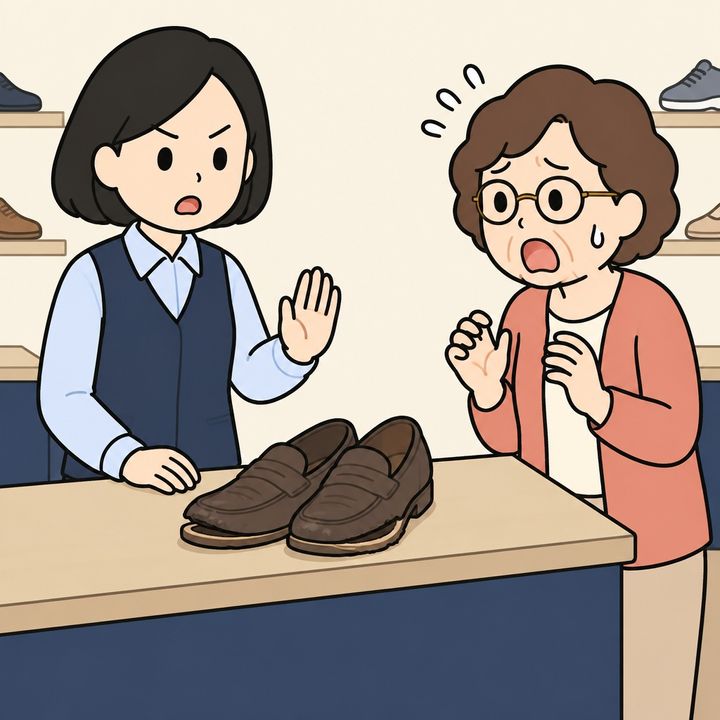 「壊れた靴の代金を返せ」4年前に買った靴を持ち込んだ客、店員に購入時の話を確かめられた後の姿