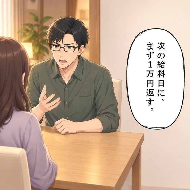弟は次の給料日に一万円を返すと姉に約束します