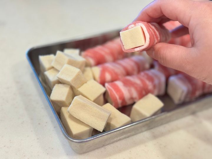 高野豆腐の頭とおしりは肉を巻かない