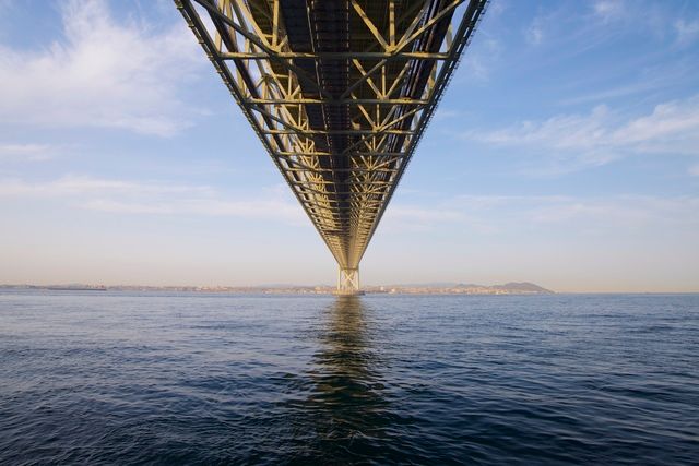 明石海峡大橋を見上げた画像
