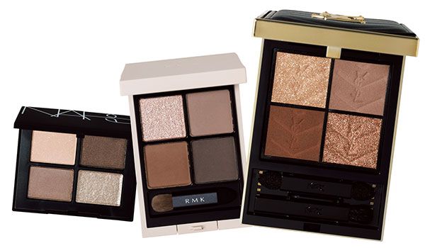 【左】NARS クワッドアイシャドー 【中】RMK シンクロマティック アイシャドウパレット 【右】クチュール ミニ クラッチ
