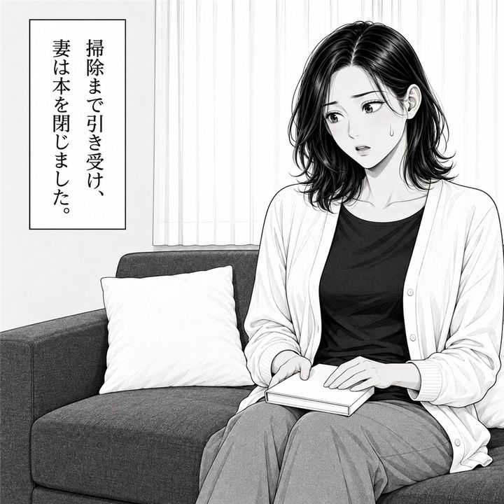 妻が掃除を引き受けたので、私は寝室へ向かいます。