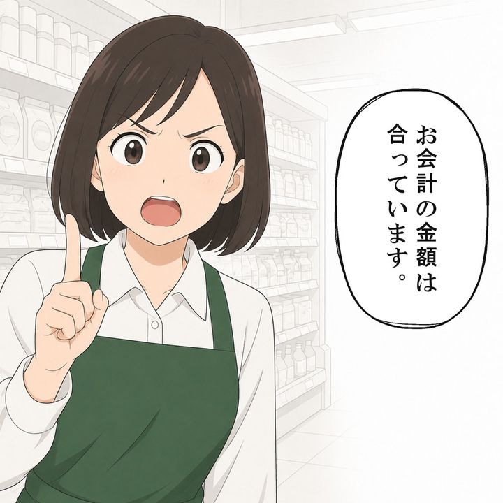 店員は会計の金額に間違いがないことを伝えます